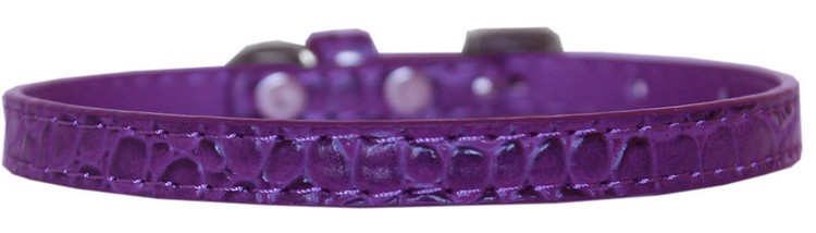 Omaha Plain Croc Dog Collar Purple Size 14